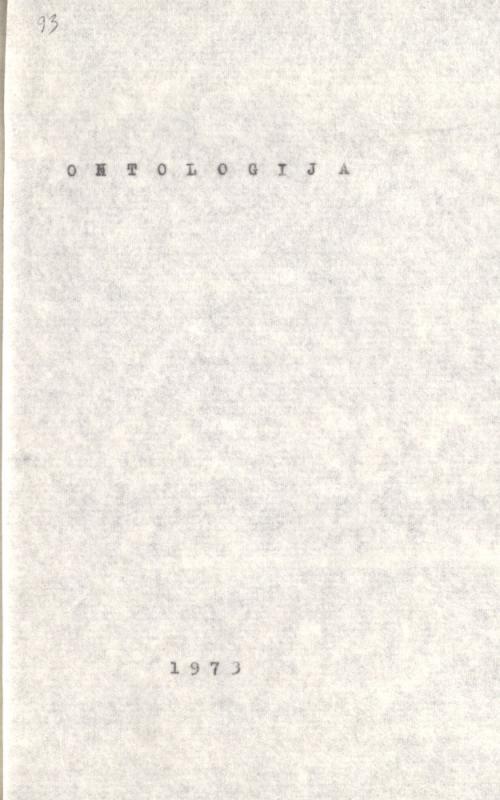 Ontologija. [S. l.], 1973. 178 lap.