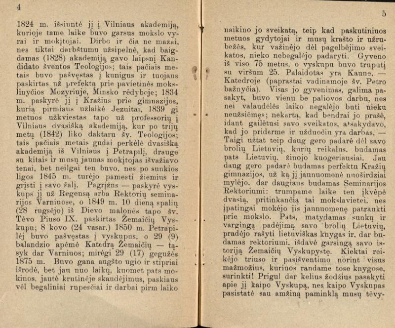 Vaikų knygelē. Parašė Žemaičių vyskupas Motiejus Valančauskas. Bitėnuose: kašta ir spauda M. Jankaus, 1905.