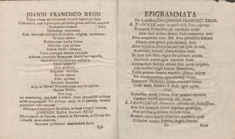 Epigramos, skirtos šventajam Jonui Pranciškui Regiui
