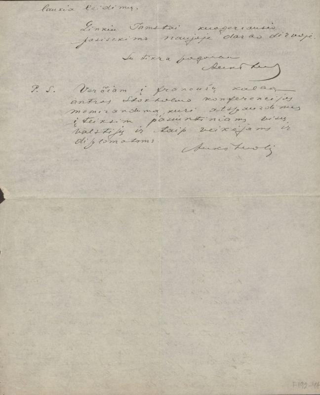 Felicijai Bortkevičienei rašyti Jono Aukštuolio laiškai