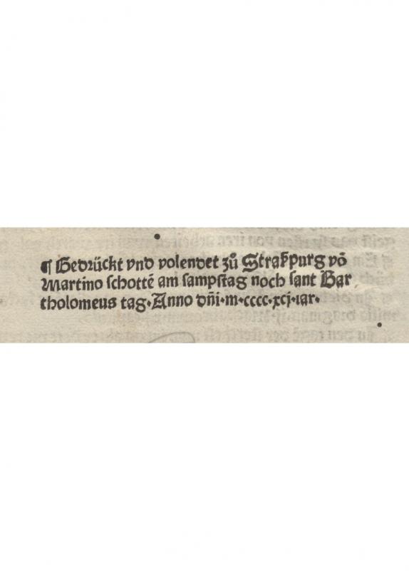 Epistolae et Evangelia (Plenarium). Strassburg: Martin Schott, 1491 08 27.