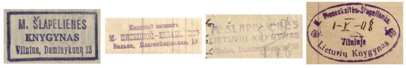 Šlapelių knygyno antspaudai bibliotekos dokumentuose