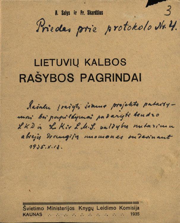 Lietuvių kalbos rašybos pagrindai (leidinio fragmentai, 1935)