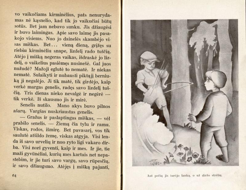 Tamulaitis, Vytautas. Vytuko užrašai; [iliustravo Domicelė Tarabildienė]. Kaunas: Sakalas, 1937. 173 p., [12] iliustr. lap. LMAVB 49680