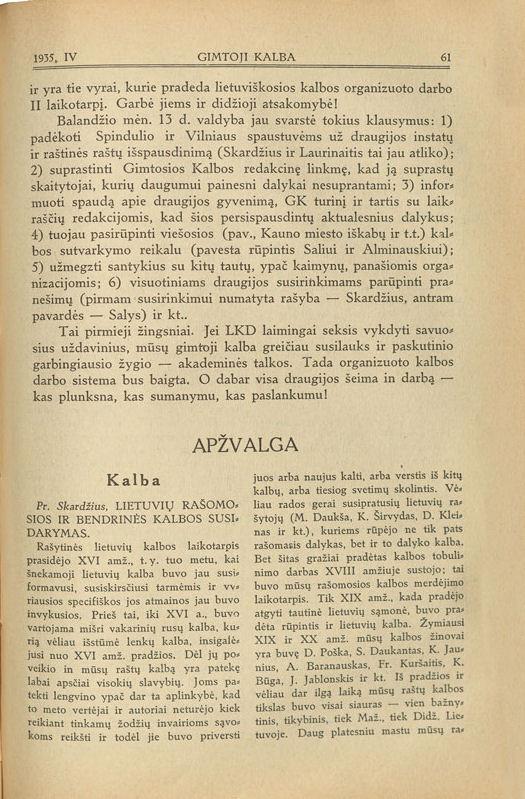 Jono Martyno Laurinaičio straipsnis „Pirmieji LKD žingsniai“ (1935)