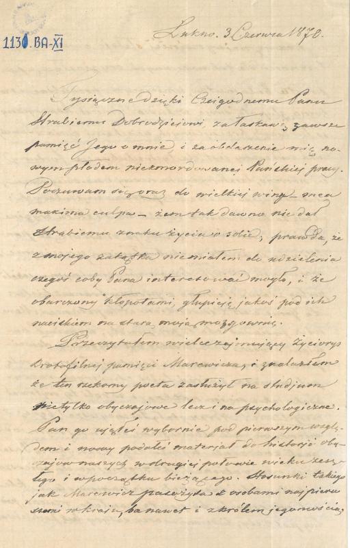 Kazimiero Buinickio laiškas Eustachijui Tiškevičiui