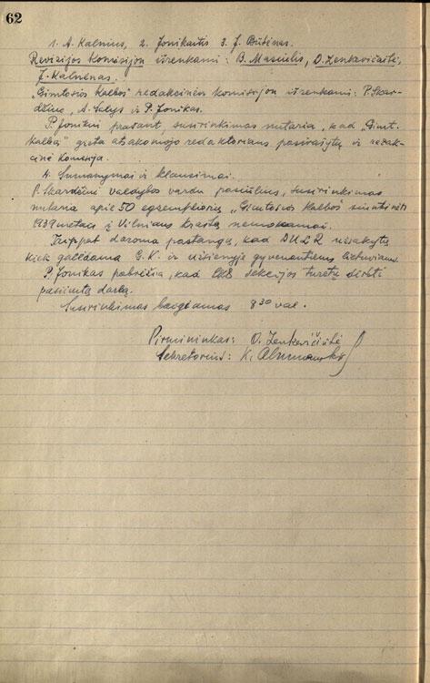 Lietuvių kalbos draugijos 1939 m. sąmata