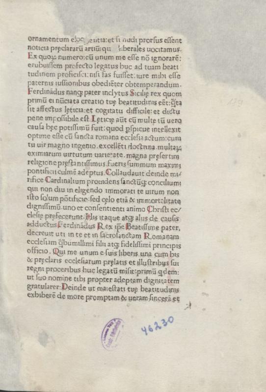 Aragonia, Johannes de. Oratio ad Sixtum IV; Oratio ad Ferdinandum regem. [Roma]: Johannes Philippus de Lignamine, [non ante 1471 12 19].