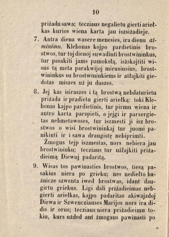 Apej brostwą błaiwistes arba nusiturieima. Wilniuj: kausztu ir spaustuwieje Jozapa Zawadzkia, 1858.