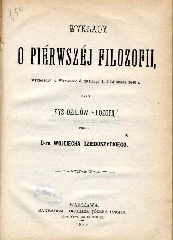 V. Dzedušickio „Paskaitos apie pirmąją filosofiją“