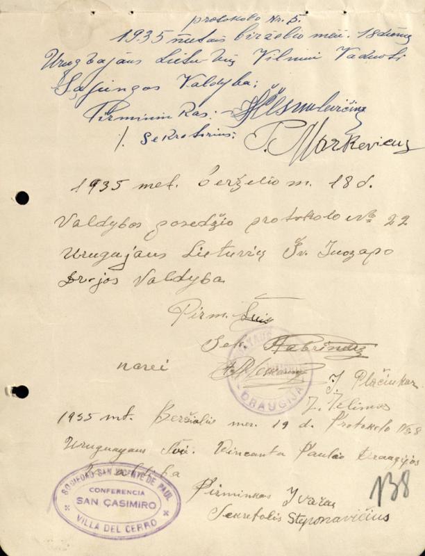 Ksavero Gelgaudo įgaliojimas atstovauti Urugvajaus lietuviams pirmajame Pasaulio lietuvių kongrese Kaune