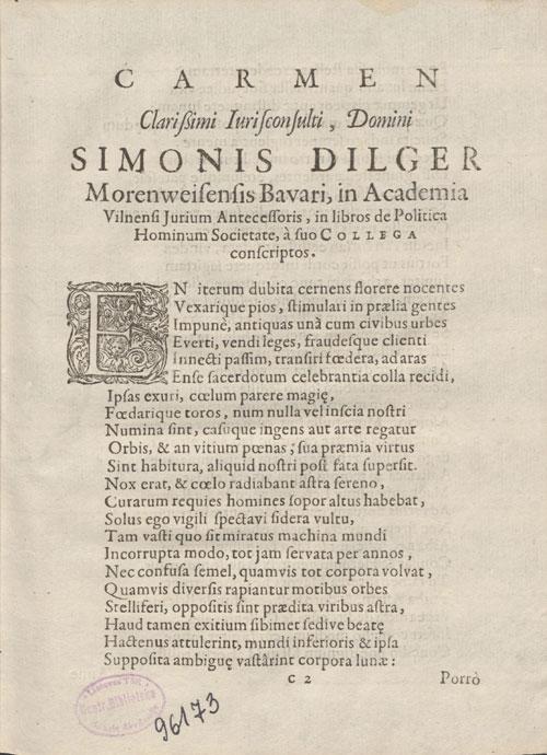 Simono Dilgerio eilės, skirtos A. A. Olizarovijui