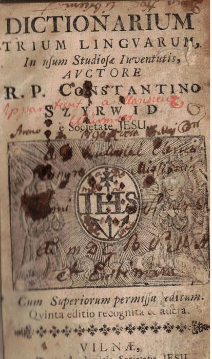 K. Sirvydo „Trijų kalbų žodynas“ (1713)