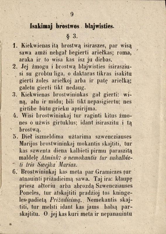 Apej brostwą błaiwistes arba nusiturieima. Wilniuj: kausztu ir spaustuwieje Jozapa Zawadzkia, 1858.