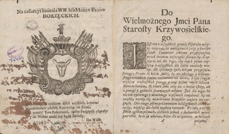 Atvartas su Božeckių herbu ir dedikacija