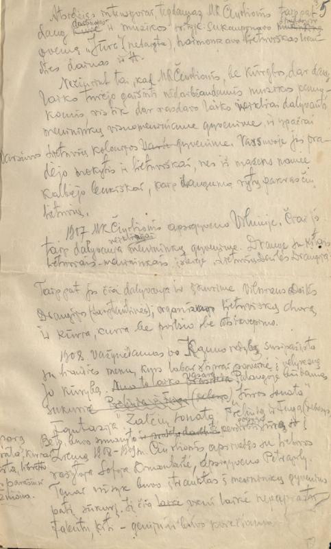 Rankraštinė Igno Šlapelio monografija apie M. K. Čiurlionį