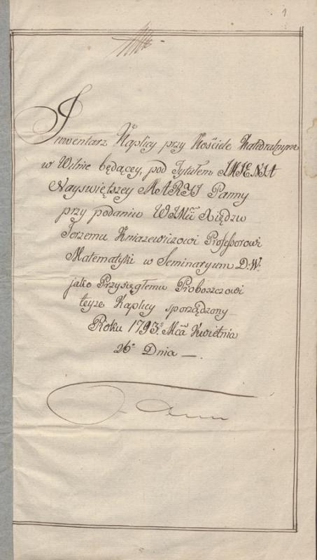 1793 m. – koplyčios inventorius