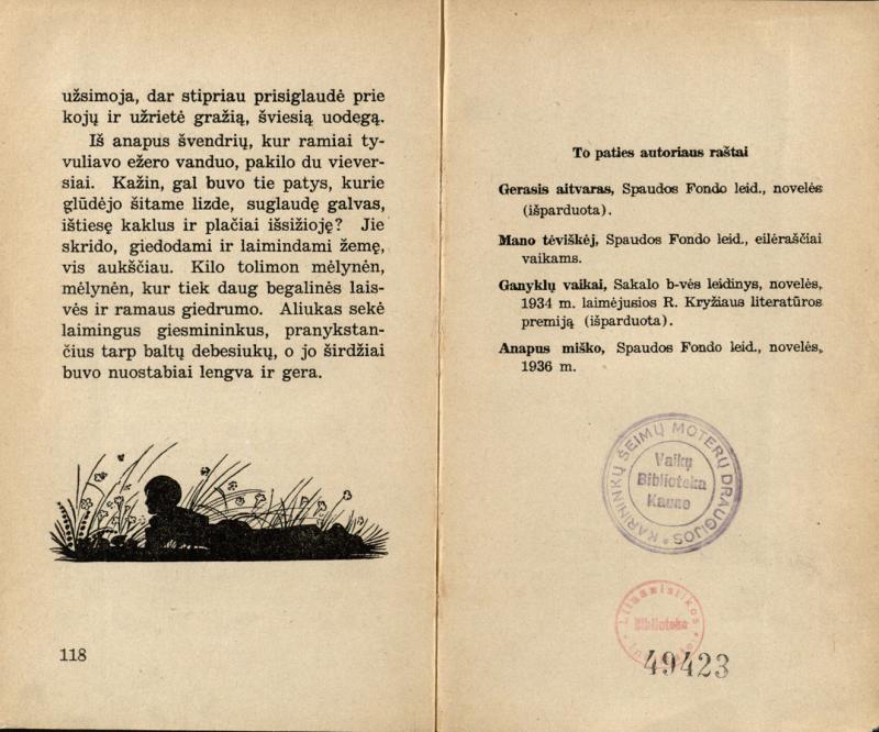 Zobarskas, Stepas. Paukščio likimas: [novelės; iliustravo T. Kulakauskas]. Kaunas: Sakalas, 1937. 118 p.: iliustr. LMAVB 49423