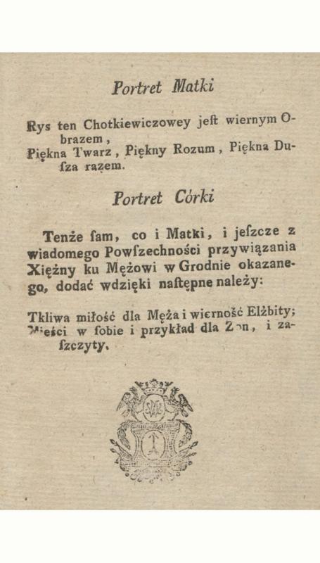 Apgavystė arba eilėraštis Elzbietai iš grafų Chodkevičių Radvilienei, Vilniaus kaštelionienei