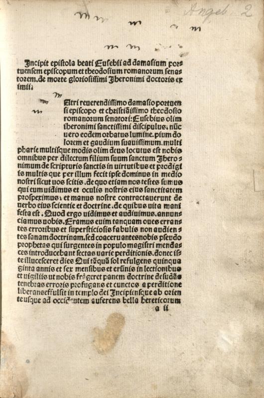 Pseudo-Eusebius Cremonensis. Epistola de morte Hieronymi etc. [Antwerpen: typ. Mensa philosophica, ca. 1487 04 07].