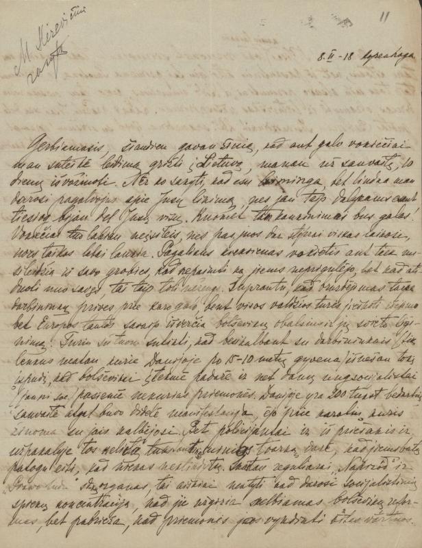 Felicijos Bortkevičienės laiškas, rašytas Mykolui Sleževičiui
