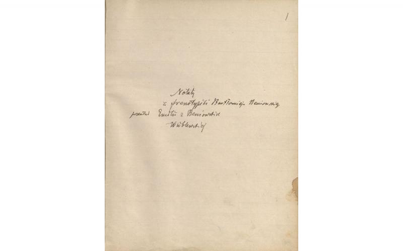 Notaty z frenotypiki Bartłomieja Beniowskiego. Przekład Emilii z Beniowskich Wróblewskiej. Notaty z frenotypiki Bartłomieja Beniowskiego. Przekład Emilii z Beniowskich Wróblewskiej.