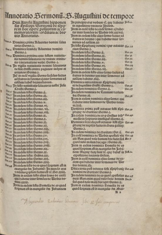 Augustinus. Sermones de tempore et de sanctis. Basel: Johann Amerbach, 1495.