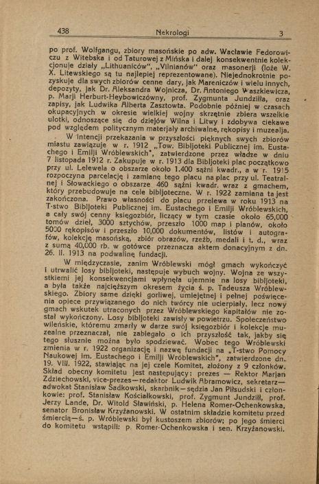 H. D. „Ś. p. Tadeusz Wróblewski, jako założyciel Bibljoteki im. E. i E. Wróblewskich“, in: Ateneum Wileńskie, Rok III, zeszyt 10–11, Wilno, 1925–1926, p. 1(436)–4(439). H. D. „Ś. p. Tadeusz Wróblewski, jako założyciel Bibljoteki im. E. i E. Wróblewskich“, in: Ateneum Wileńskie, Rok III, zeszyt 10–11, Wilno, 1925–1926, p. 1(436)–4(439).