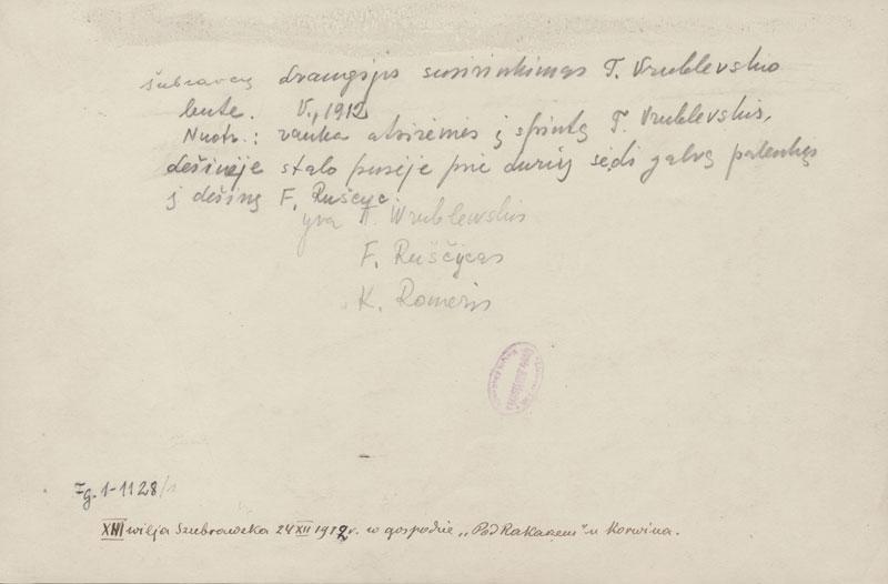Šubravcų draugijos narių susirinkimai Tado Vrublevskio bute, 1912