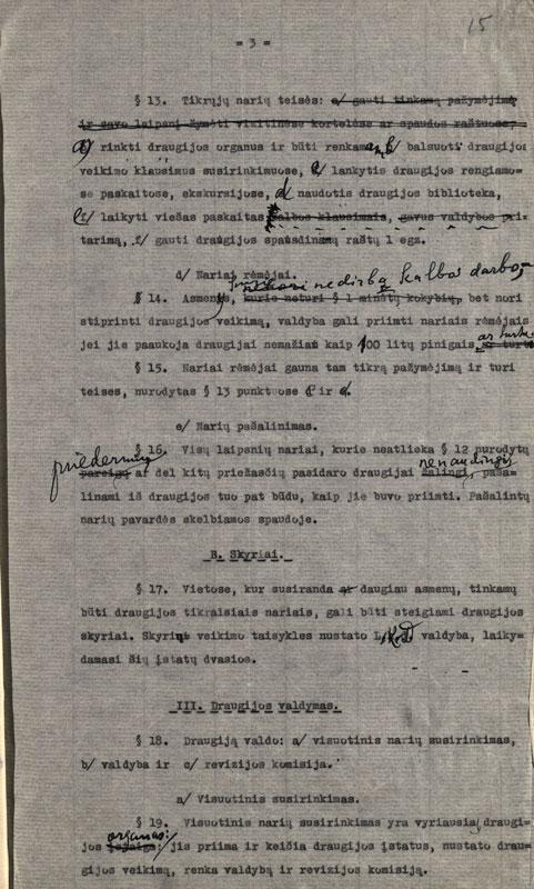 Lietuvių kalbos draugijos įstatų redakciniai taisymai (1935)