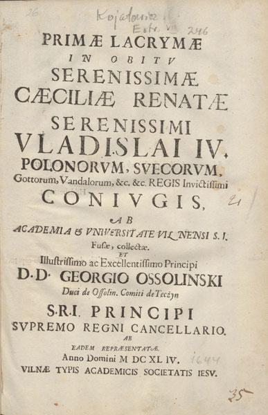 Ašaros mirus karalienei Cecilijai Renatai
