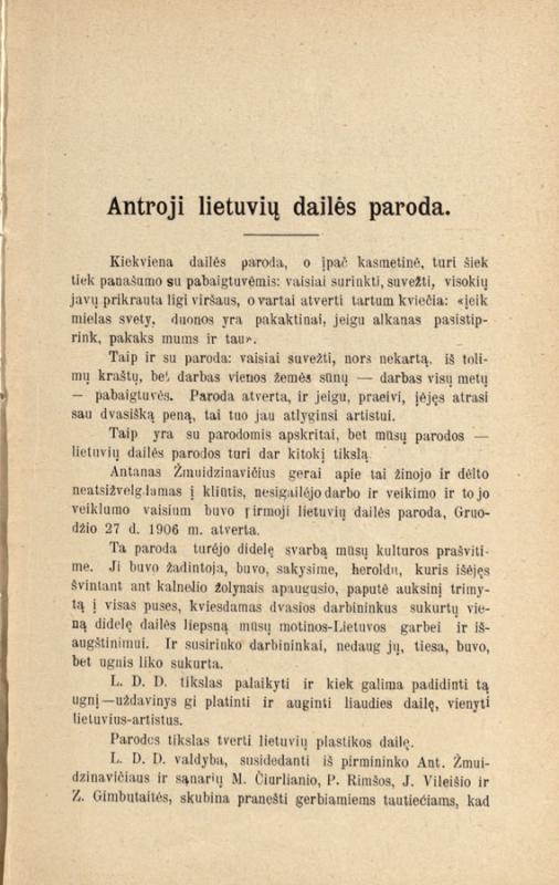 Straipsnis-kvietimas dalyvauti Antrojoje lietuvių dailės parodoje