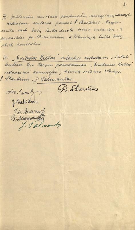 Lietuvių kalbos draugijos steigėjų būrelio susirinkimo protokolas (1935-01-31)