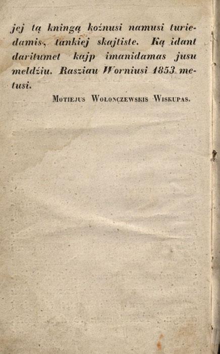 Żiwatas Jezaus Kristaus, Wieszpaties musu, arba Istorije Naujoje Istatima, iszspausta. Wilniuj: spaustuwiej A. Dworcziaus, 1853.