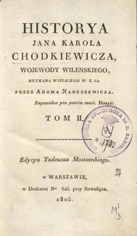 Jono Karolio Chodkevičiaus istorija (1805)