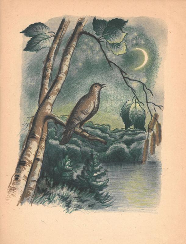 Donelaitis, Kristijonas. Lakštingala: iš „Pavasario linksmybių“: [poemos „Metai“ ištrauka]. [Iliustravo D. Tarabildienė]. [Vilnius]: Valstybinė grožinės literatūros leidykla, [1949].