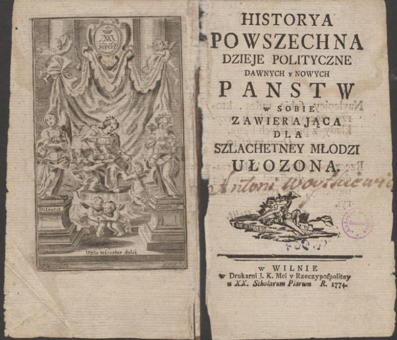 Visuotinė istorija kilmingajam jaunimui, 1774.