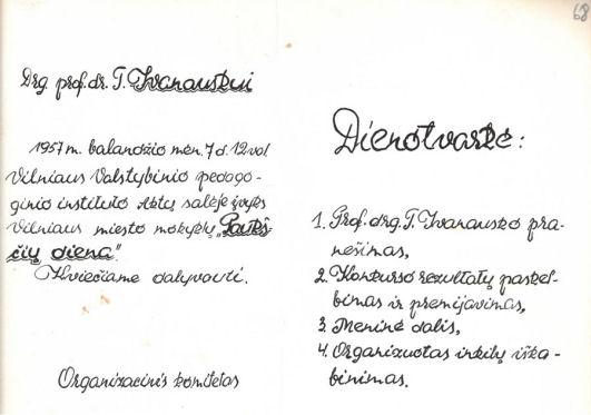 T. Ivanauskui atsiųsti kvietimai į Paukščių dienas. 1957–1962 m.