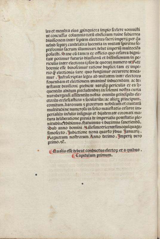 Karel IV. Bulla aurea. Nuremberg: Anton Koberger, 1477 05 24.