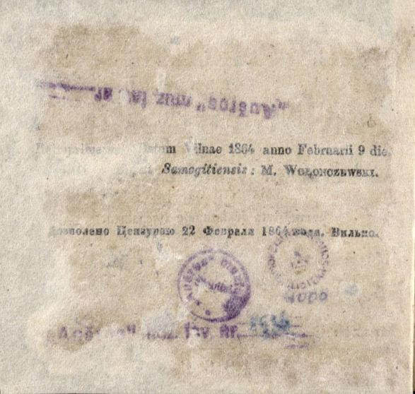 Kantyczkas, arba Kniga giesmiu. Par Moteju Wołonczewski, żemajcziu wiskupa parwejzieta ir isznauje iszspausta. Wilniuj: kasztu ir spaustuwi Jozapa Zawadzkia, 1864.