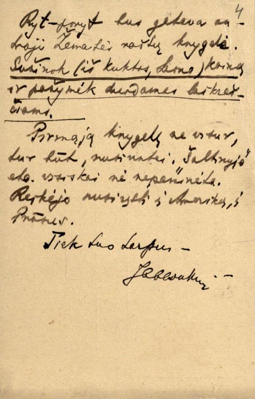 Jono Jablonskio laiškelis Jurgiui Šlapeliui dėl Žemaitės raštų antrojo tomo