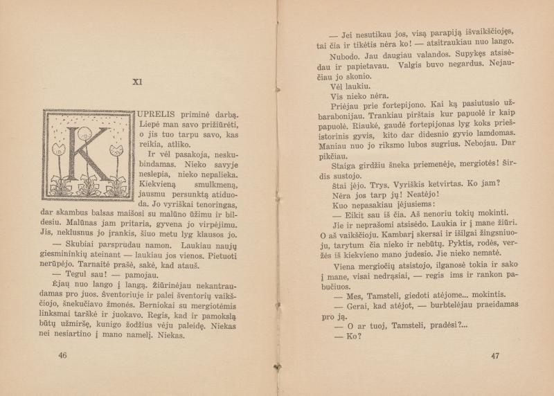 Šeinius, Ignas. Kuprelis: vienos pavasario dienos pasaka; [viršelis Aleksandro Šepečio]; [inicialinės raidės Igno Šeiniaus]. Kaunas: „Sakalo“ bendrovė, 1932. 214 p. LMAVB 2-425287