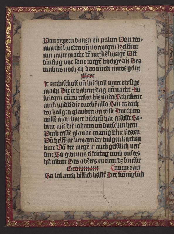 Türken-Kalender (Eyn Manung der Christenheit Widder die Durken). [Mainz: Johannes Gutenberg, 1454 12 6–24].