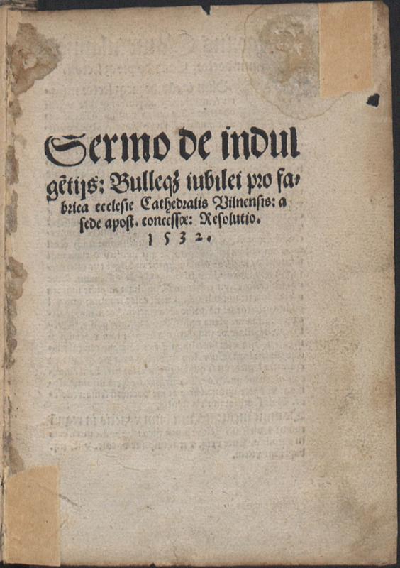Gžegožo iš Šamotulų „Pamokslas apie indulgencijas ir jubiliejinę bulę“ (1532)