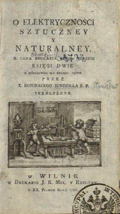 Apie dirbtinę ir gamtinę elektrą, 1786.