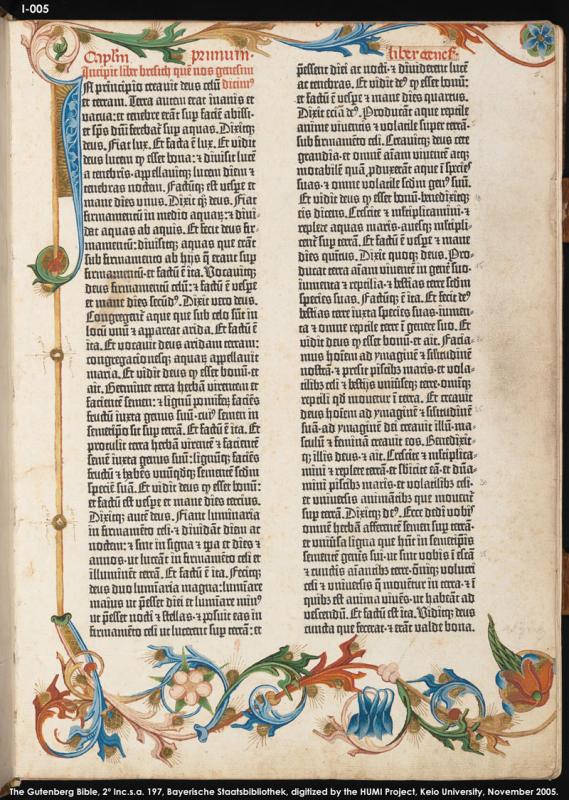 Biblia Latina. [Mainz: Johannes Gutenberg, Johannes Fust, ca 1455].