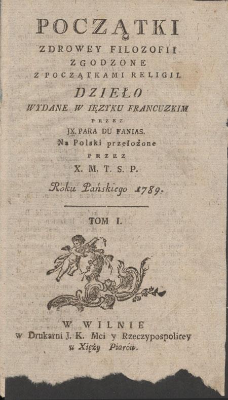 Sveikosios filosofijos pradmenys, suderinti su religijos pradmenimis, 1789.