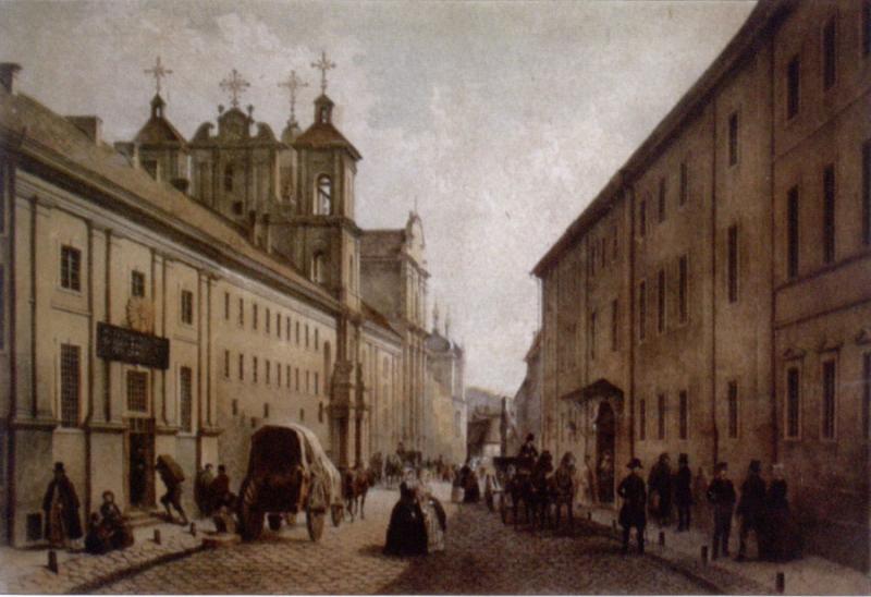 Dominikonų gatvė ir Bajorų institutas. 1850.