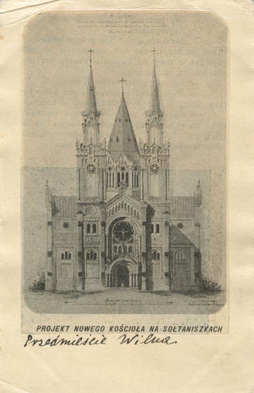 Romaninio stiliaus Saltoniškių bažnyčios projektas, architektas V. Michnevičius