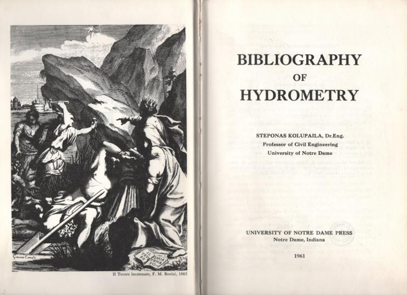 Kolupaila, Steponas. Bibliography of hydrometry
